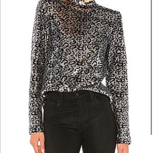 RtA NWT Small sequin leopard top